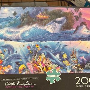 Buffalo David Bitton Ocean Puzzle with Blue and Purple Hues